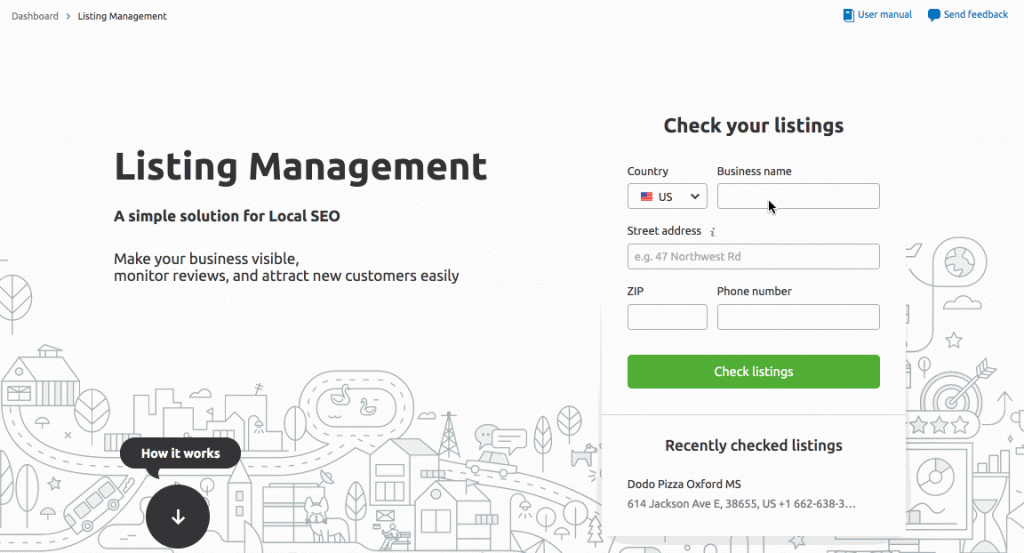 Semrush local seo listing management tool